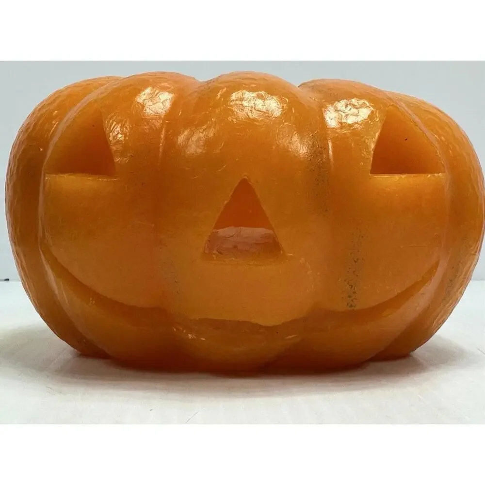 3 VTG Wax Jack o lantern Halloween Pumpkin Luminary‎ Electric Tea Light Holder